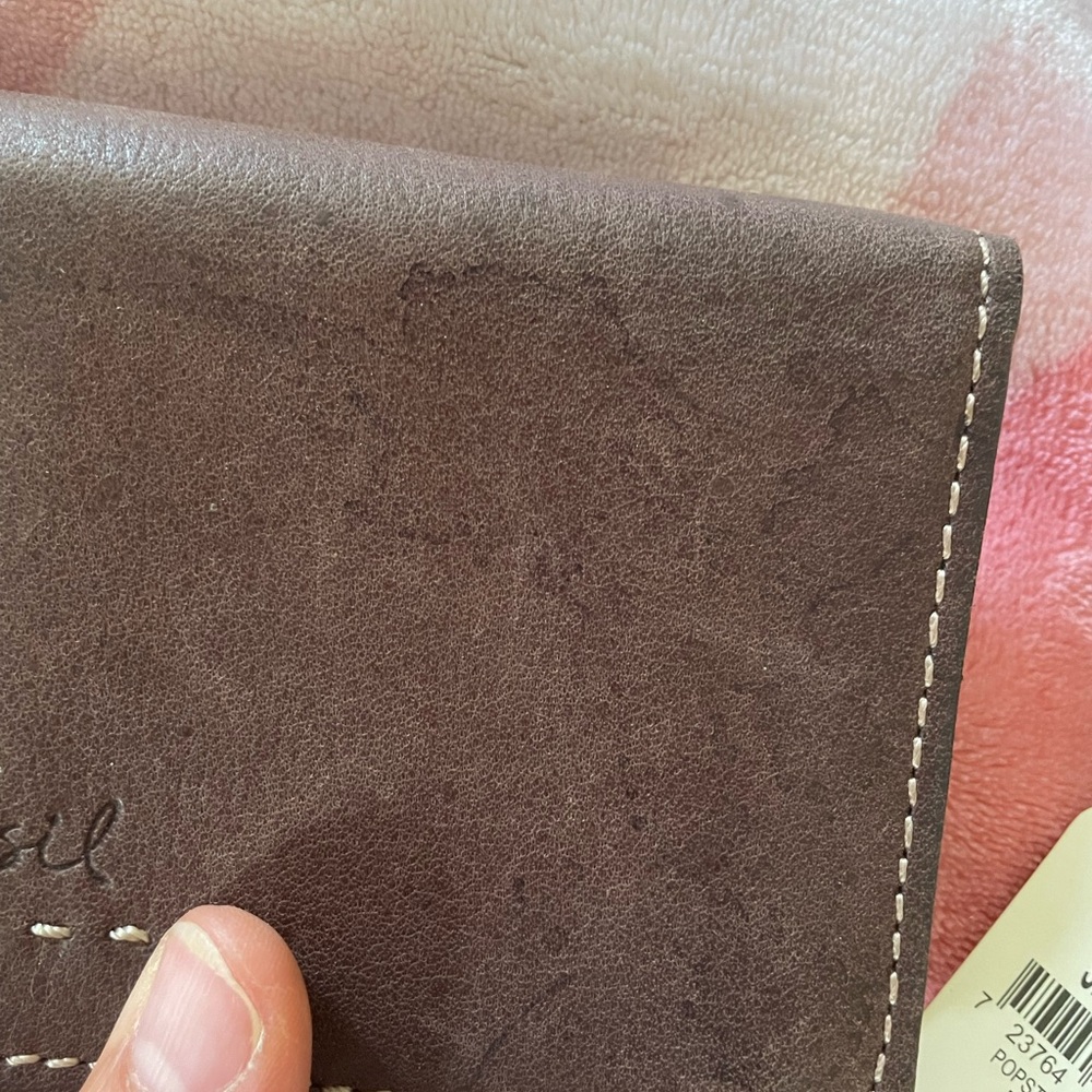 Fossil Popstitch Espresso NWT Wallet & Preowned Checkbook Wallet - Picture 5 of 16